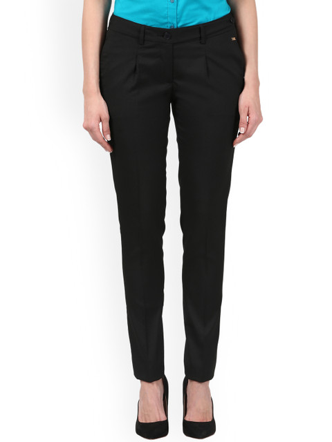 

Park Avenue Women Black Slim Fit Solid Formal Trousers