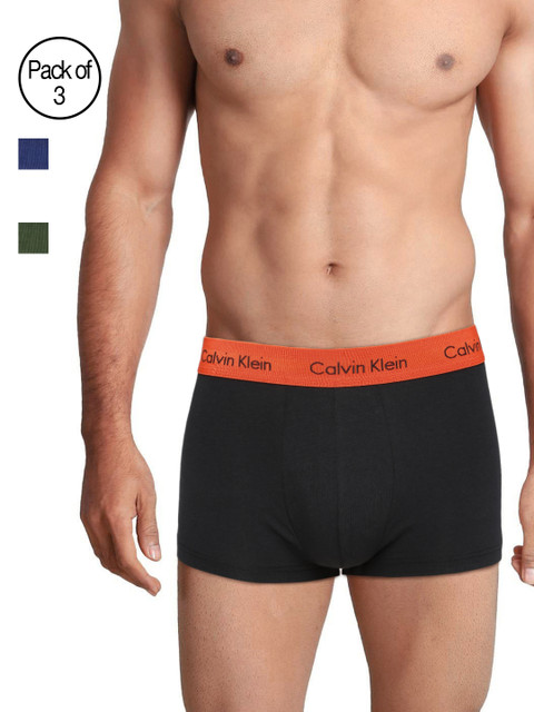 

Calvin Klein Underwear Men Pack Of 3 Solid Trunks U2664QXC, Black