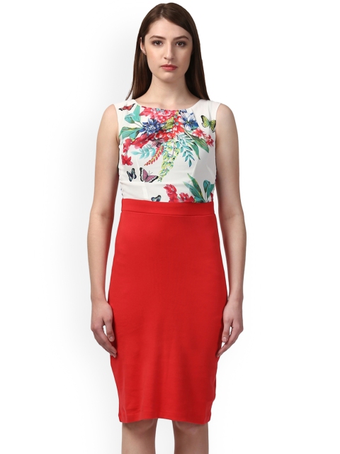 

Park Avenue Women Red & White Printed Sheath Dress