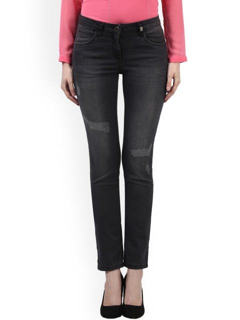 

Park Avenue Women Black Skinny Fit Mid-Rise Mildly Distressed Jeans