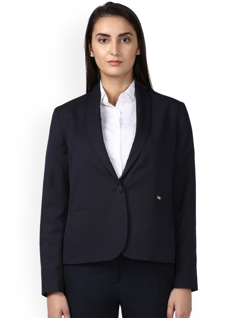 

Park Avenue Women Navy Blue Printed Regular Fit Blazer