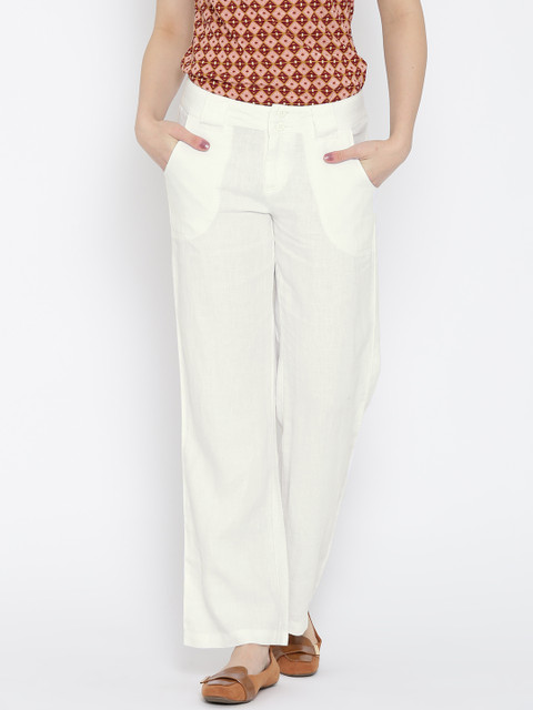 

U.S. Polo Assn. Women White Linen Trousers