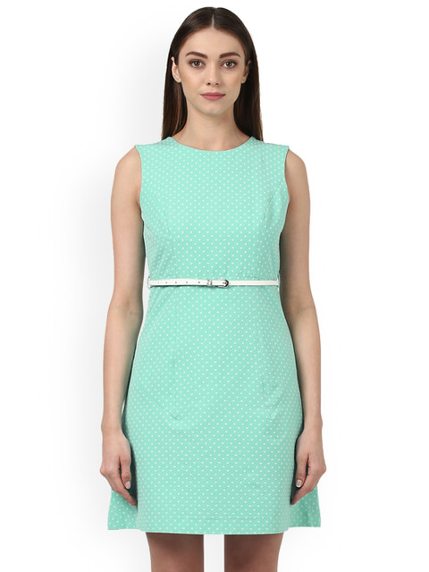 

Park Avenue Women Green & White Printed Fit and Flare Dress