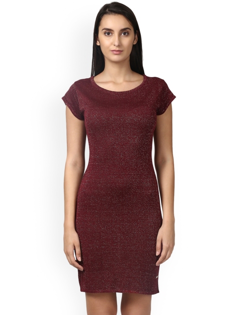 

Park Avenue Women Maroon Embellished Sheath Dress