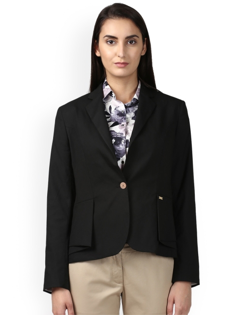 

Park Avenue Women Black Solid Regular Fit Blazer