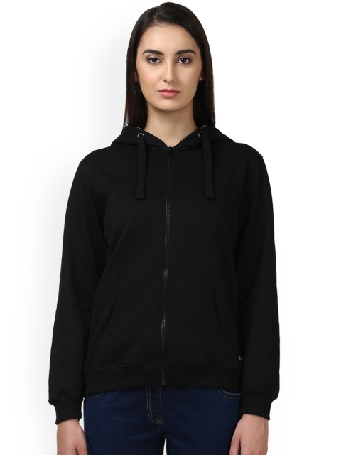 

Park Avenue Women Black Solid Hooded Sweatshirt