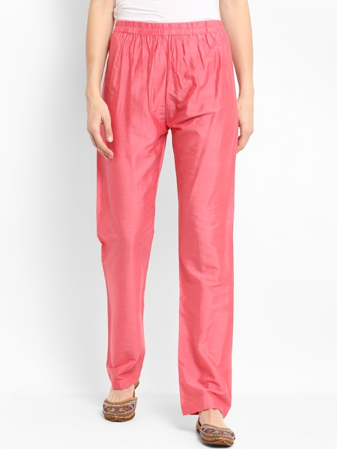 

Abhishti Women Peach-Coloured Regular Fit Solid Parallel Trousers