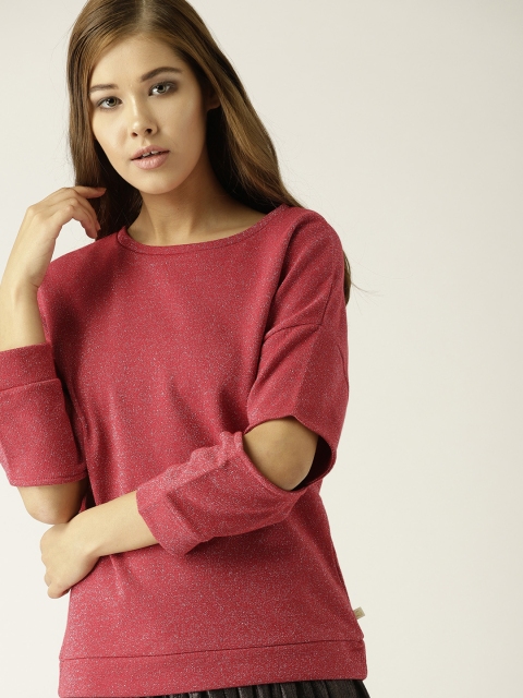 

United Colors of Benetton Women Red Shimmery Sweatshirt