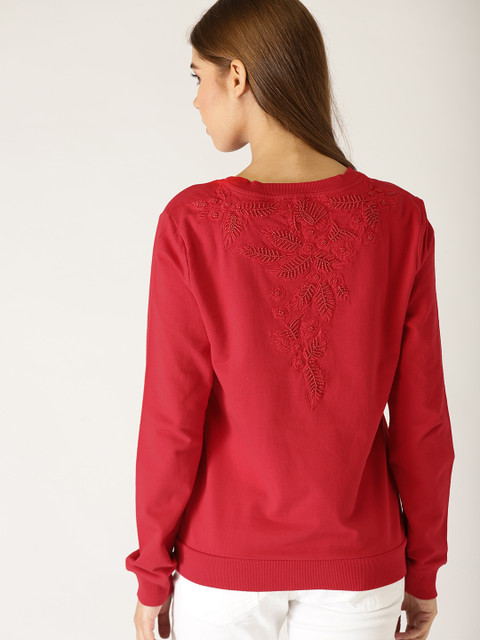 

United Colors of Benetton Women Red Embellished Back Sweatshirt