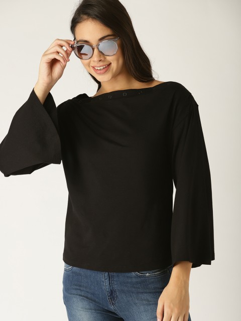 

United Colors of Benetton Women Black Solid Top