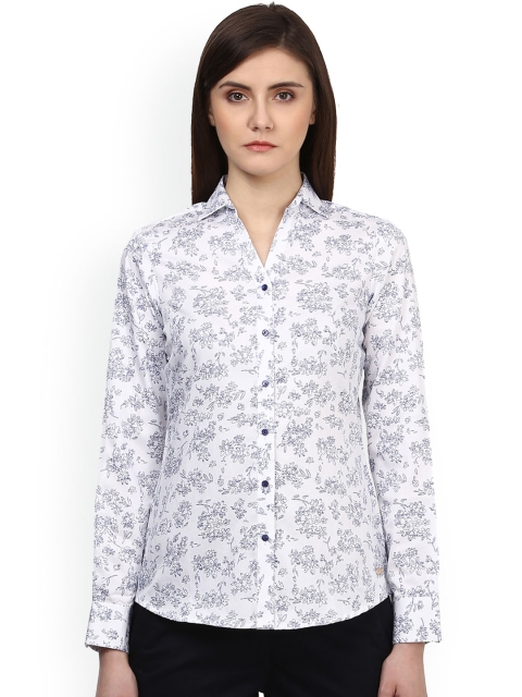 

Park Avenue Women White Regular Fit Printed Formal Shirt