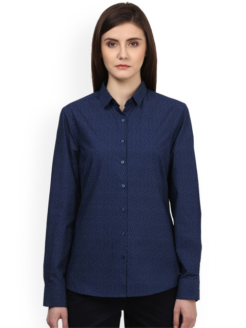 

Park Avenue Women Navy Blue & Off-White Printed Casual Shirt