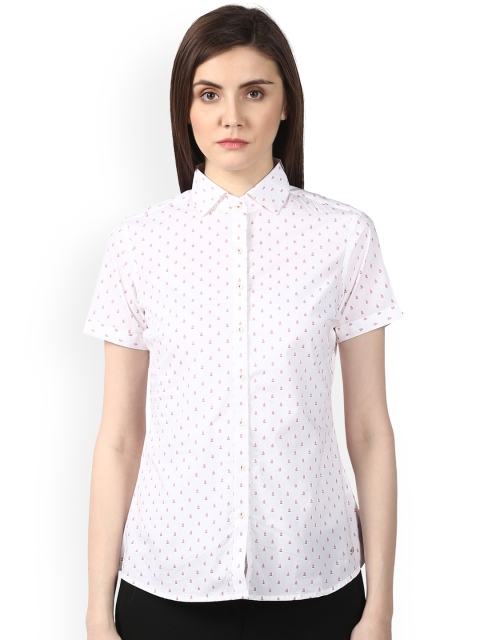 

Park Avenue Women White & Red Printed Formal Shirt