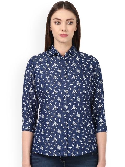 

Park Avenue Women Navy Blue & Off-White Printed Casual Shirt