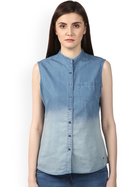 

Park Avenue Women Blue & Grey Faded Casual Shirt