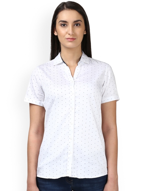 

Park Avenue Women White Regular Fit Printed Casual Shirt