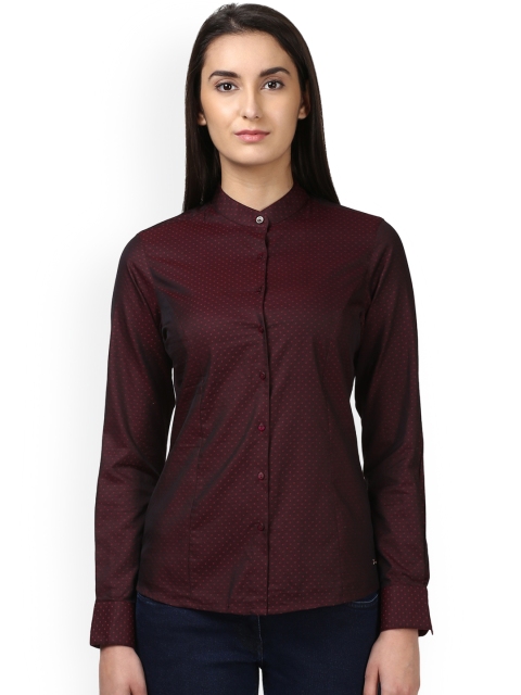 

Park Avenue Women Maroon Printed Casual Shirt