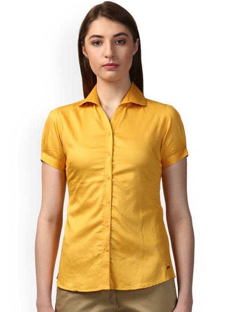 

Park Avenue Women Mustard Yellow Printed Formal Shirt