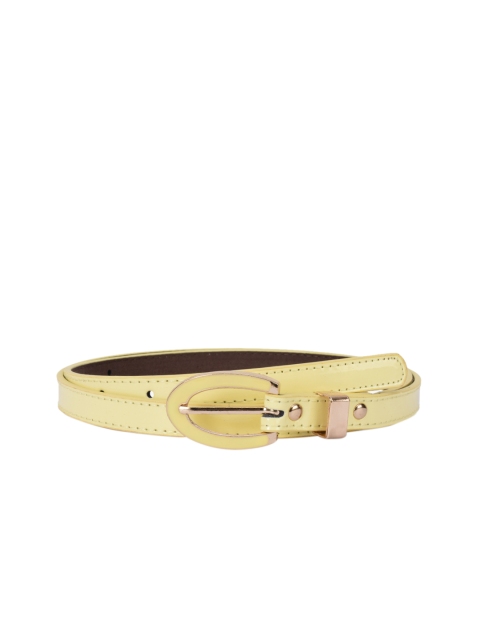 

BuckleUp Women Yellow Solid Synthetic Leather Belt