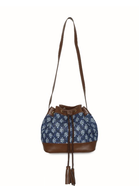 

TJORI Blue & Brown Printed Sling Bag