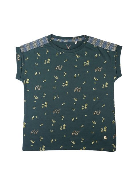 

Allen Solly Junior Girls Green Printed Round Neck T-shirt