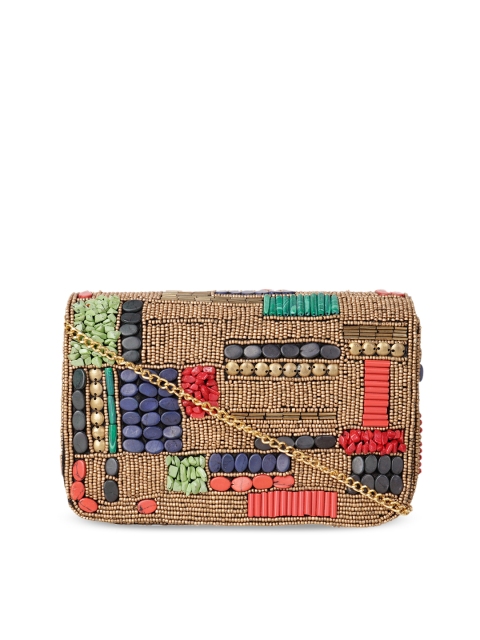 

Diwaah Gold-Toned & Multicoloured Embellished Clutch