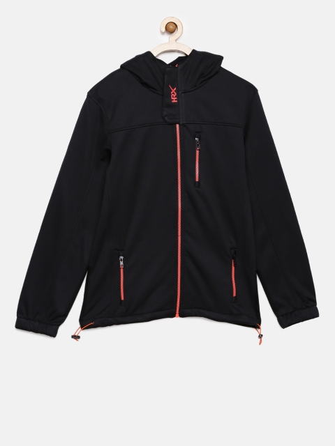 

HRX by Hrithik Roshan Boys Black Solid Sporty Jacket