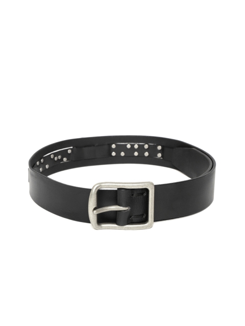 

Being Human Men Black Leather Solid Belt