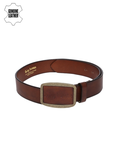 

Being Human Men Tan Genuine Leather Solid Belt