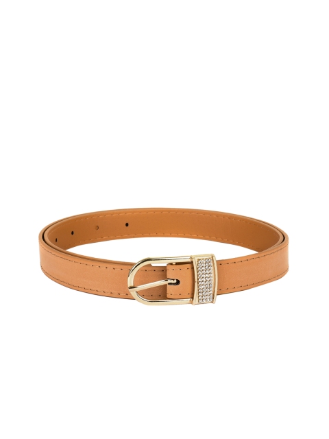 

BuckleUp Women Tan Solid Synthetic Leather Belt