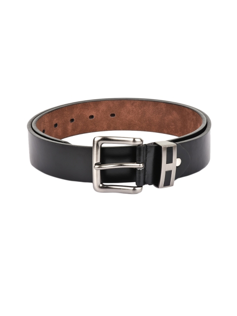 

BuckleUp Men Black Leather Solid Belt