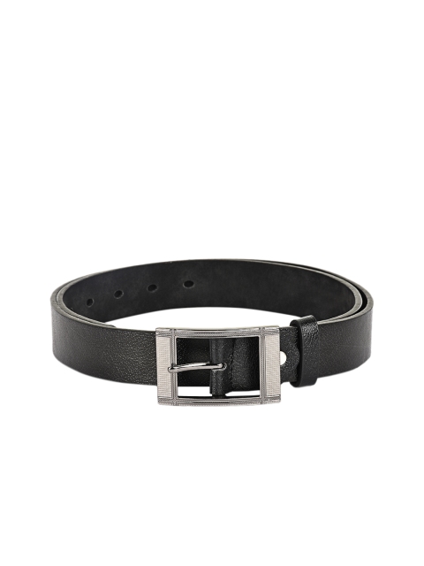 

BuckleUp Men Black Solid Leather Belt