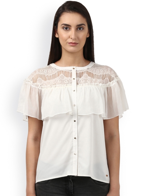 

Park Avenue Women White Solid Shirt Style Top