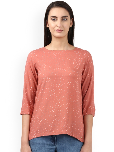 

Park Avenue Women Coral Pink Printed Top