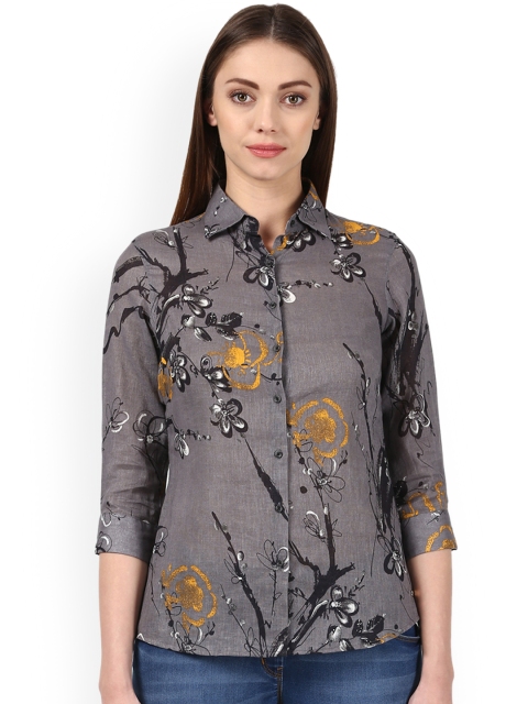 

Park Avenue Women Grey Regular Fit Printed Casual Shirt