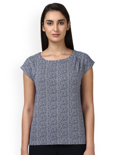 

Park Avenue Women Blue & White Printed Top