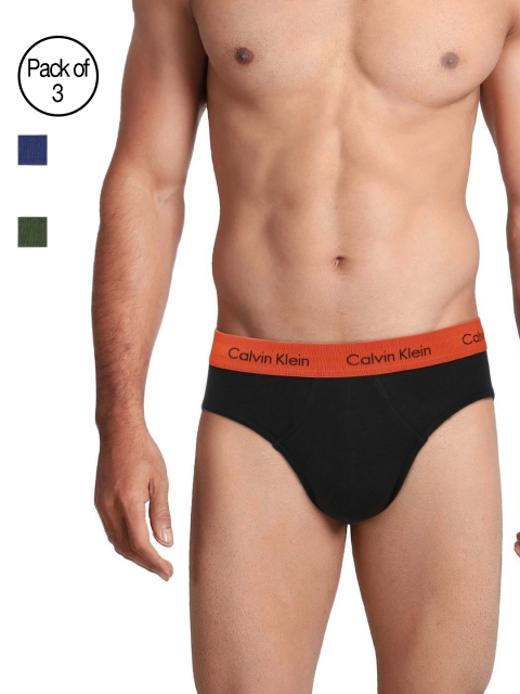 

Calvin Klein Underwear Men Pack of 3 Black Solid Hip Briefs U2661QXC