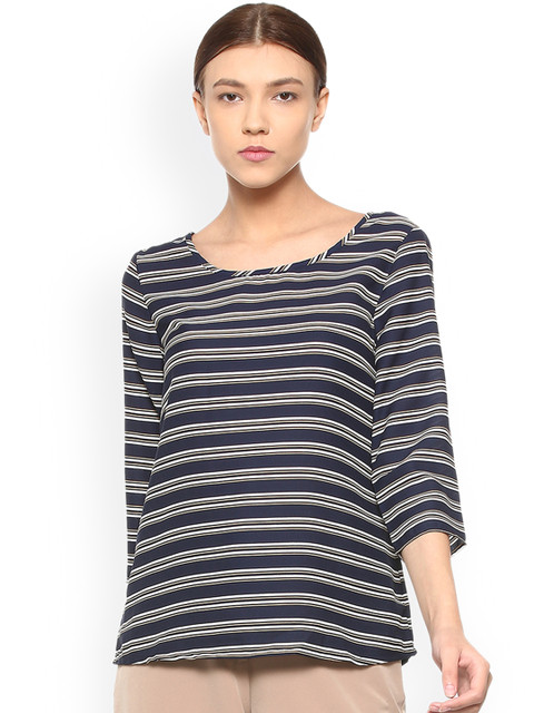 

Van Heusen Woman Women Navy Blue Striped Top