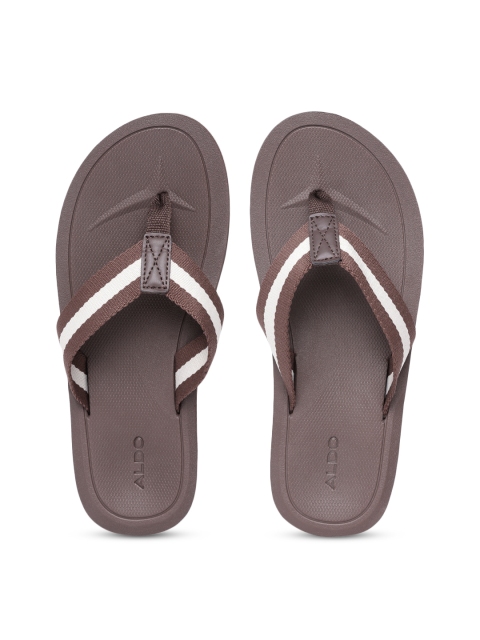 

ALDO Men Brown & Off-White Striped Thong Flip-Flops