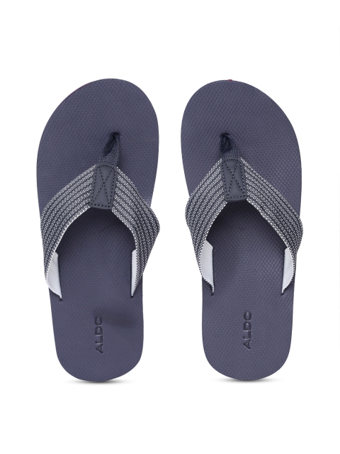 

ALDO Men Navy Blue & Off-White Self-Striped Thong Flip-Flops