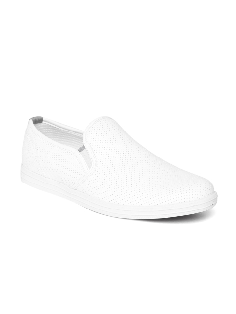 

ALDO Men White Perforated Slip-On Sneakers