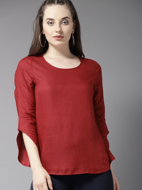 

HERE&NOW Women Maroon Solid Top