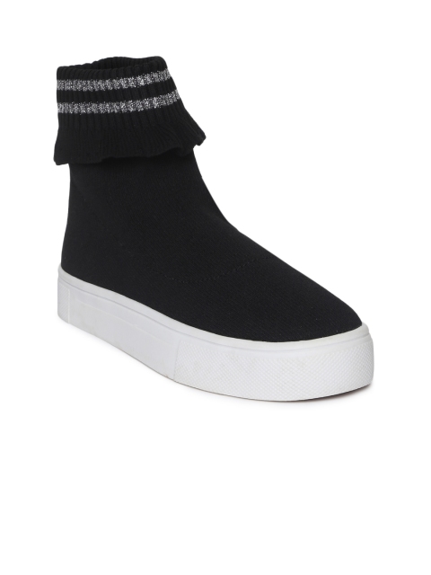 

AMERICAN EAGLE OUTFITTERS Women Black Solid Mid-Top Slip-On Sneakers