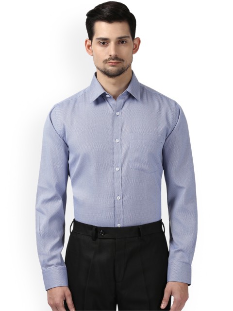 

Next Look Men Blue Slim Fit Self Design Formal Shirt
