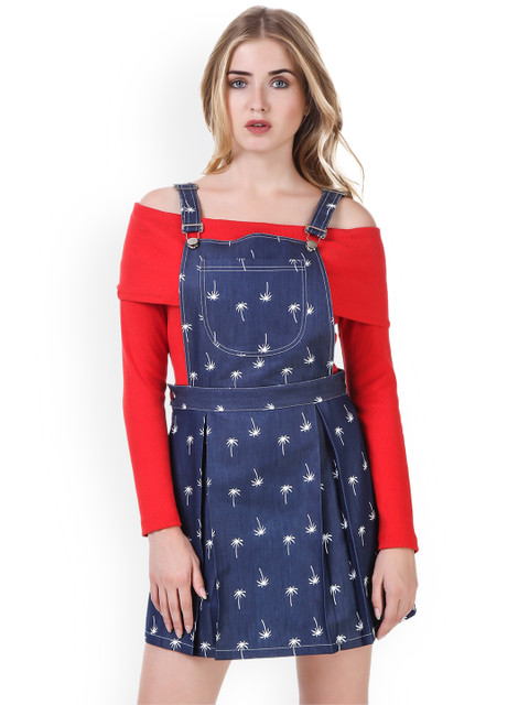 

Texco Women Navy Blue Printed Denim Dungarees