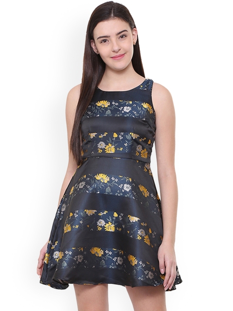 

Allen Solly Woman Women Navy Blue Printed Fit and Flare Dress