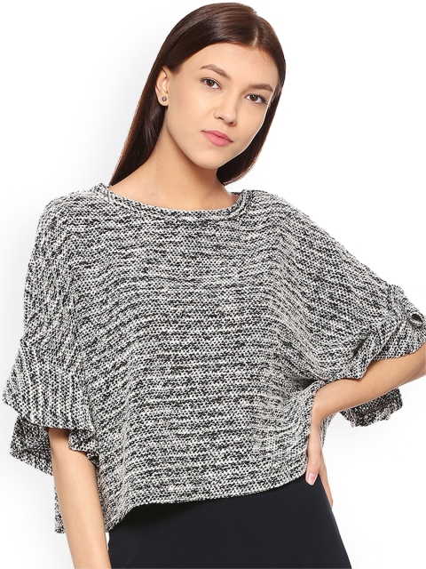 

Allen Solly Woman Grey Self Design Boxy Top
