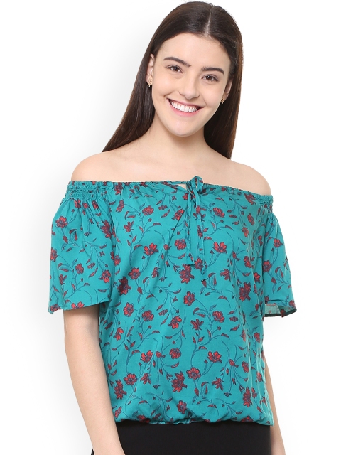 

Allen Solly Woman Blue Printed Bardot Top