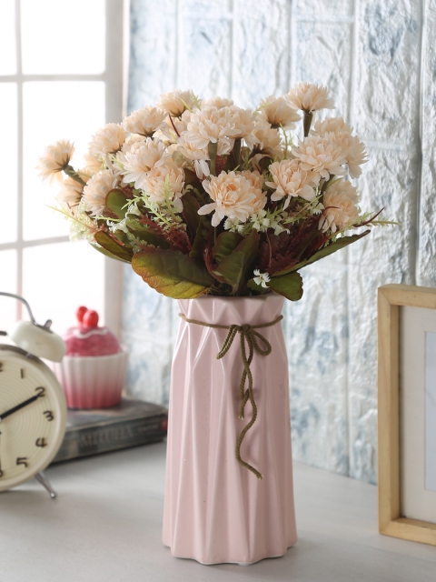 

Fourwalls Set of 4 Crame Artificial Chrysanthemum Flower Bunches, Peach
