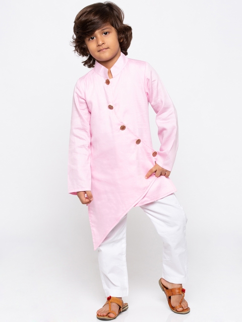 

JBN Creation Boys Pink & White Solid Kurta with Pyjamas